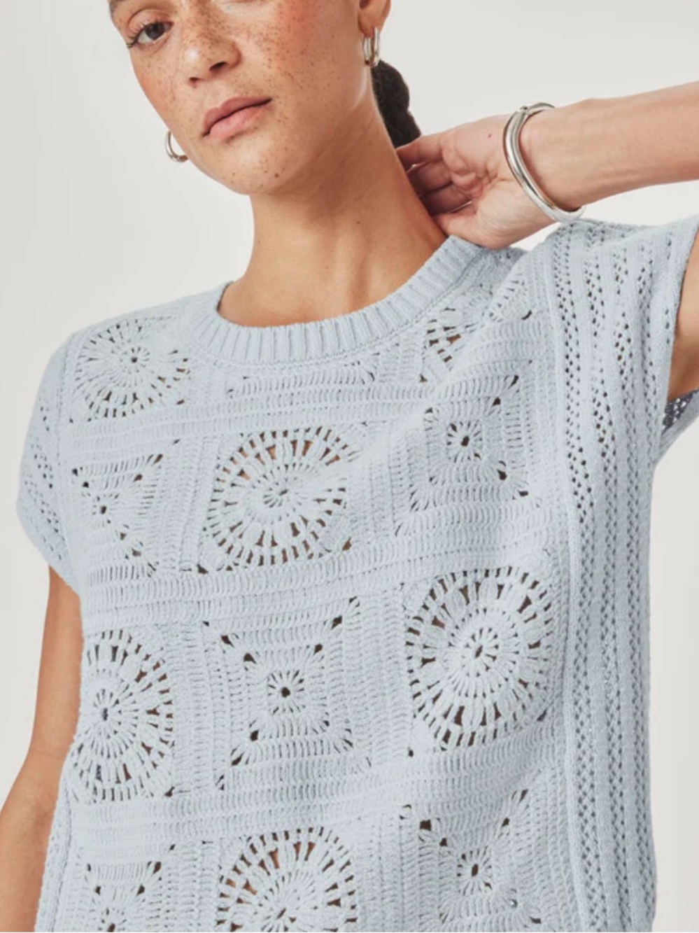 Splendid Light Blue Cropped Knit Sweater Vest - Picture 7 of 14